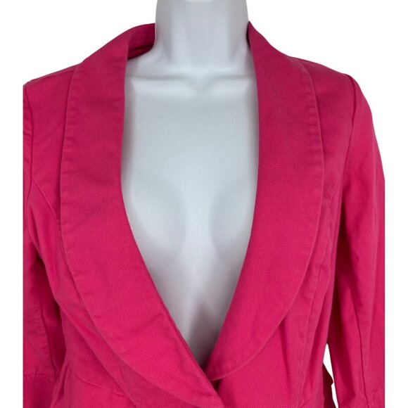 CAbi 310 Power Pink Peplum Cotton Women Single Button 3/4 Sleeve Blazer Size 4 - Picture 3 of 12